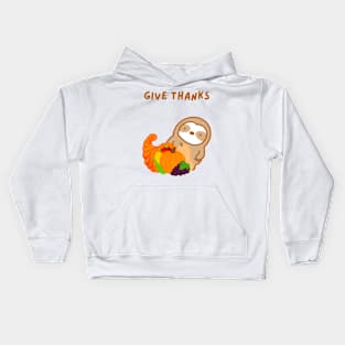 Thanksgiving Give Thanks Sloth Kids Hoodie